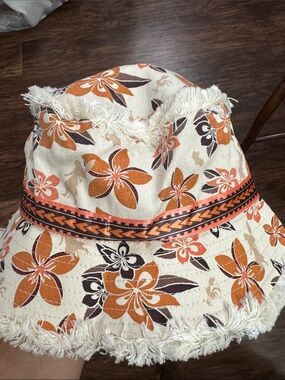 Disney Cream Moana Hawaiian Floral print Bucket Hat with Brim
